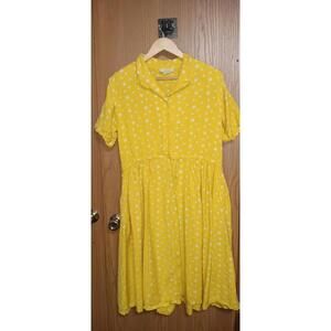 Vintage Sue Brett Collection Apron Style Dress Womens Size A2 Yellow Poka...
